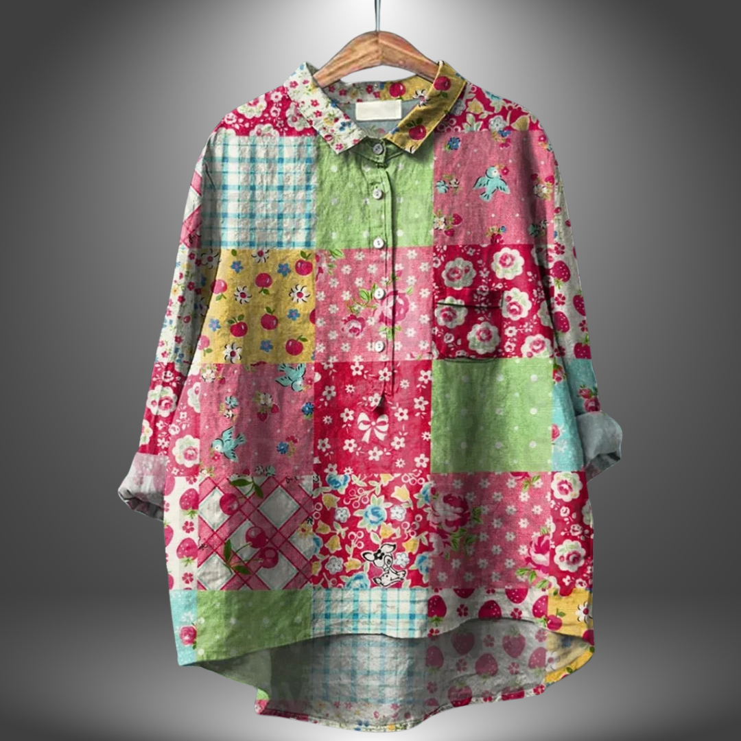 Edelmira - Camisa floral artesanal para mujer