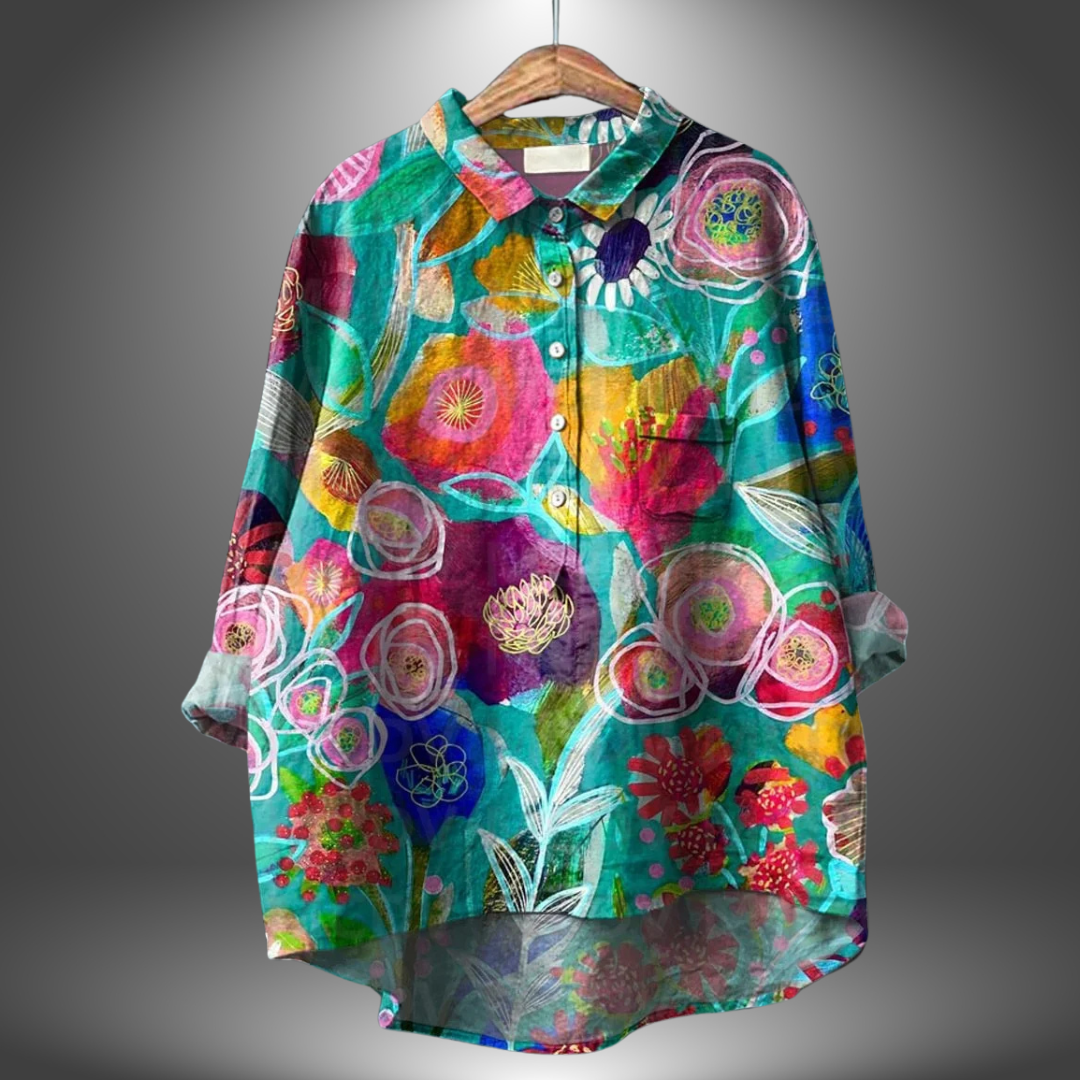 Edelmira - Camisa floral artesanal para mujer