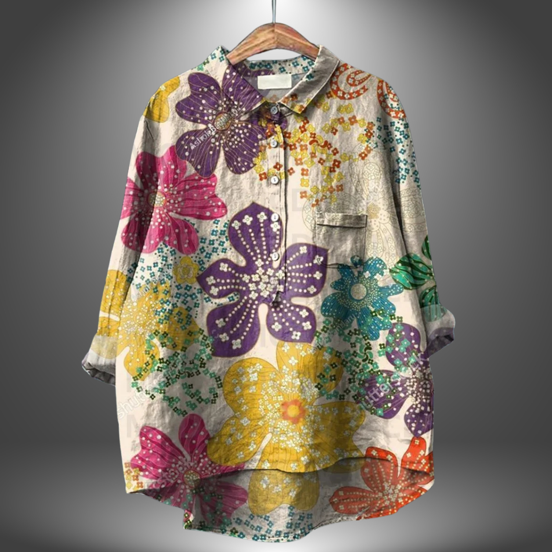 Edelmira - Camisa floral artesanal para mujer