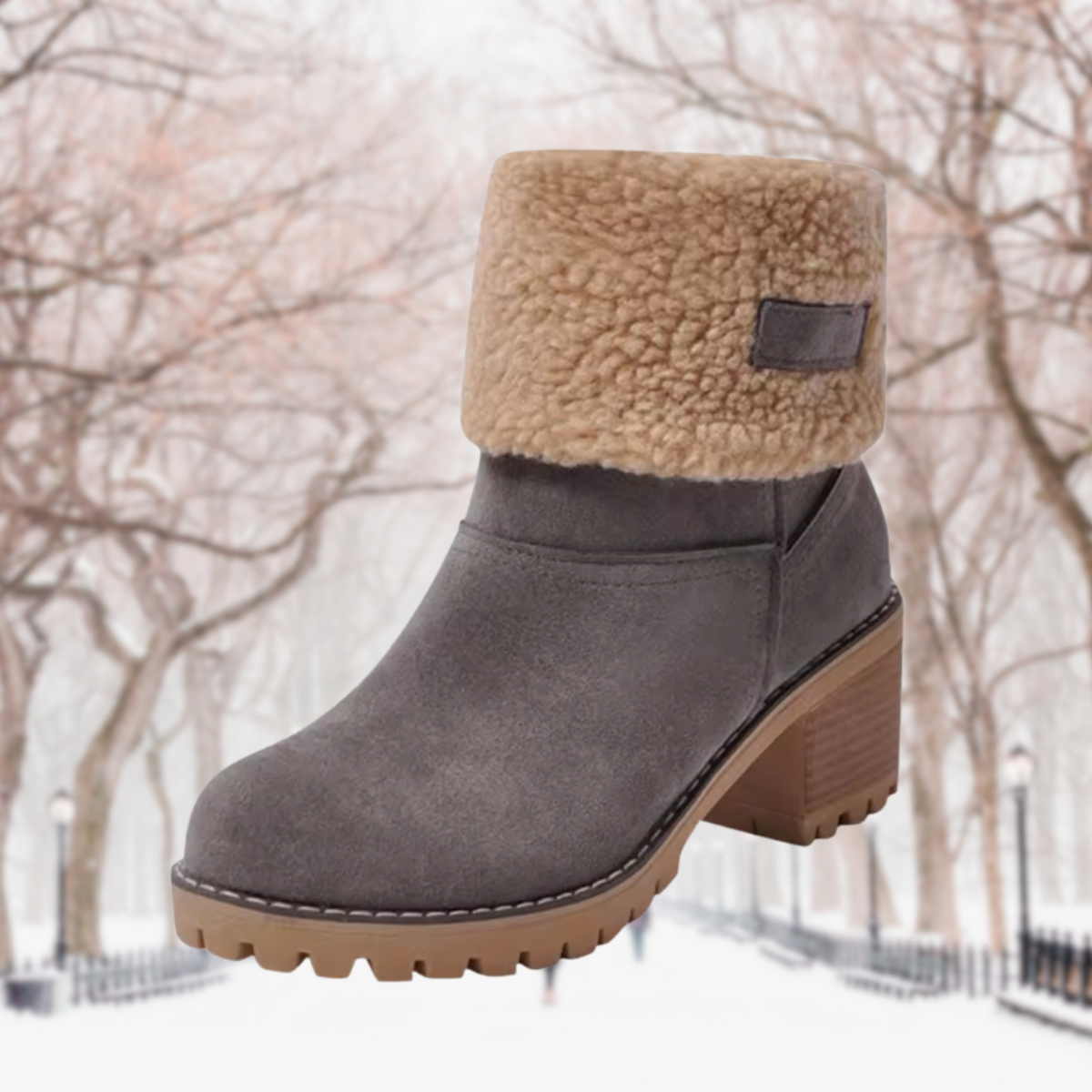 FurReal - Pelsforede Vinterstøvler med Firkantede Hæler