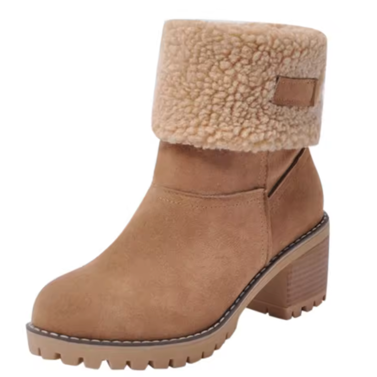 FurReal - Pelsforede Vinterstøvler med Firkantede Hæler