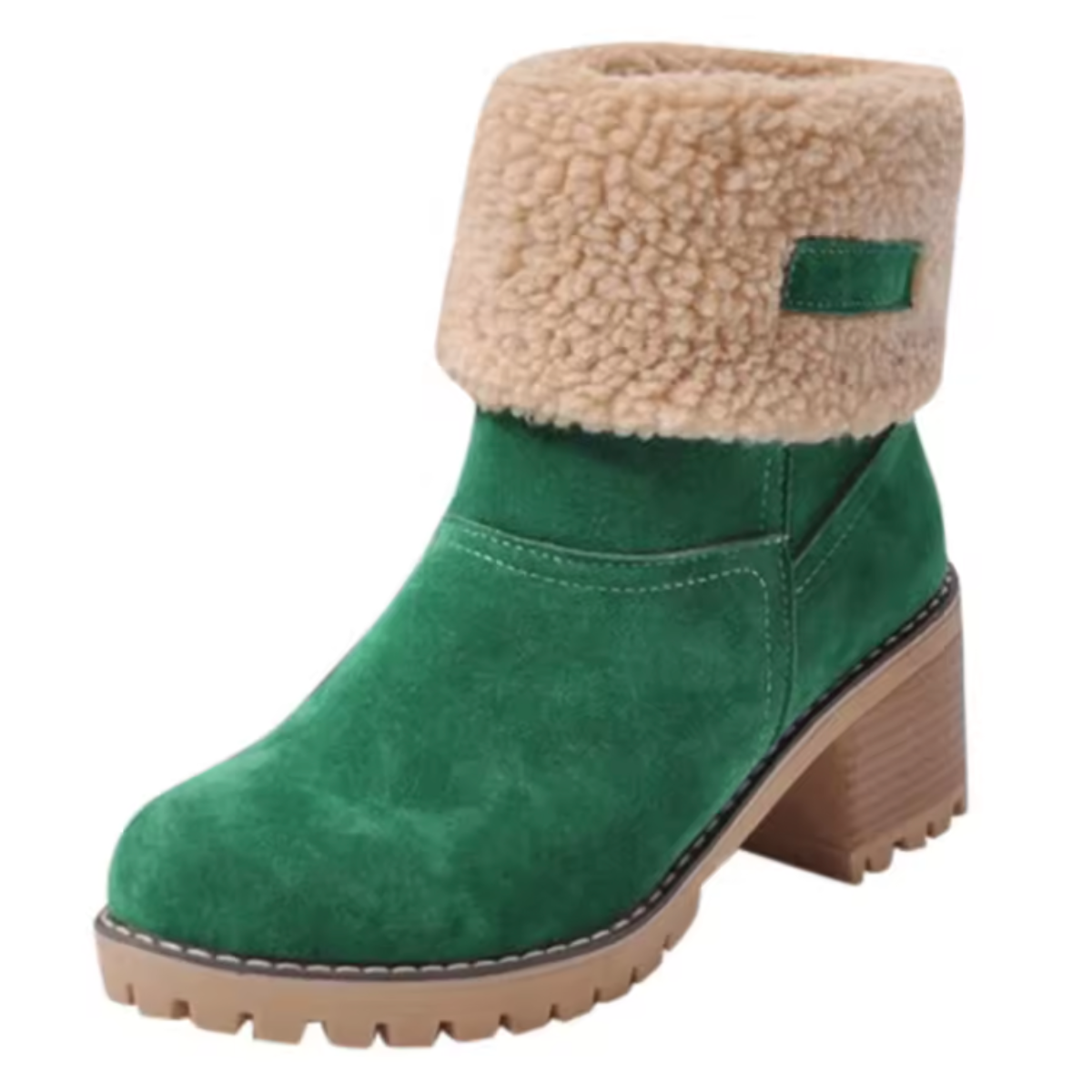 FurReal - Pelsforede Vinterstøvler med Firkantede Hæler