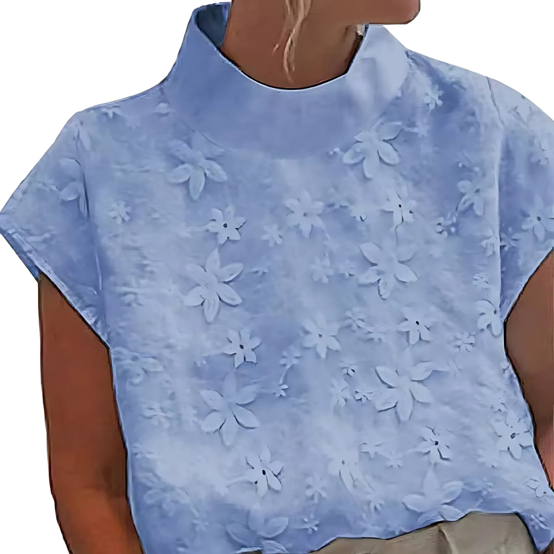 Roseline - Con cuello alto liso bordado