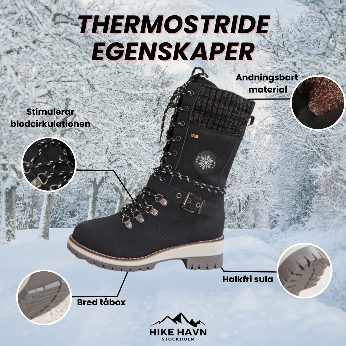 ThermoStride - Snørede Vinterstøvler