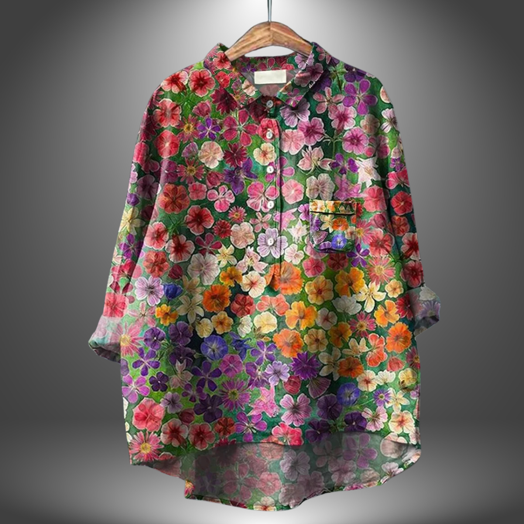 Edelmira - Camisa floral artesanal para mujer