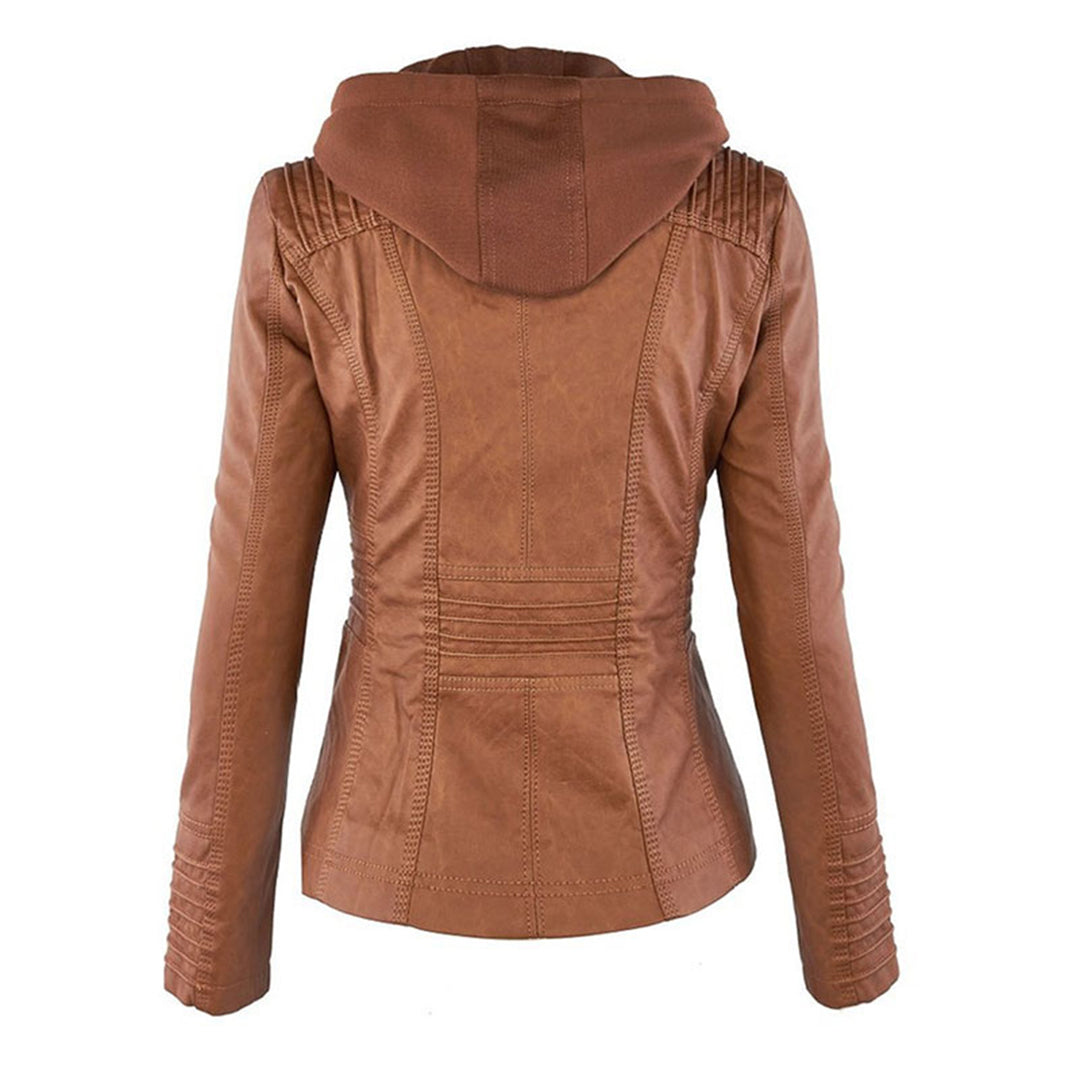 Hilaria | Chaqueta de cuero moderna con capucha