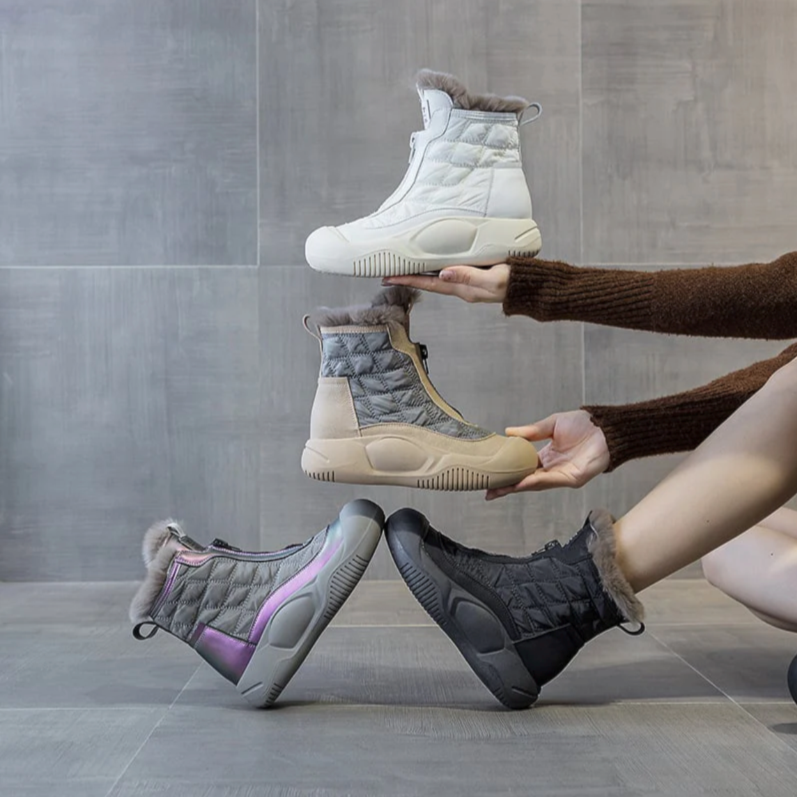 Snowlyn - Mocka Plattform Pelsforede Vinterstøvler