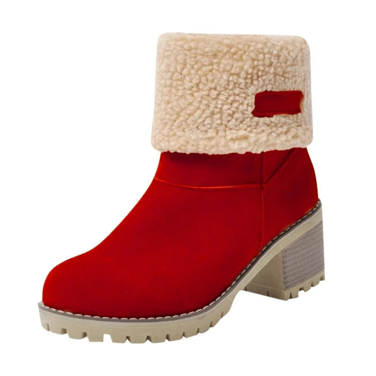 FurReal - Pelsforede Vinterstøvler med Firkantede Hæler